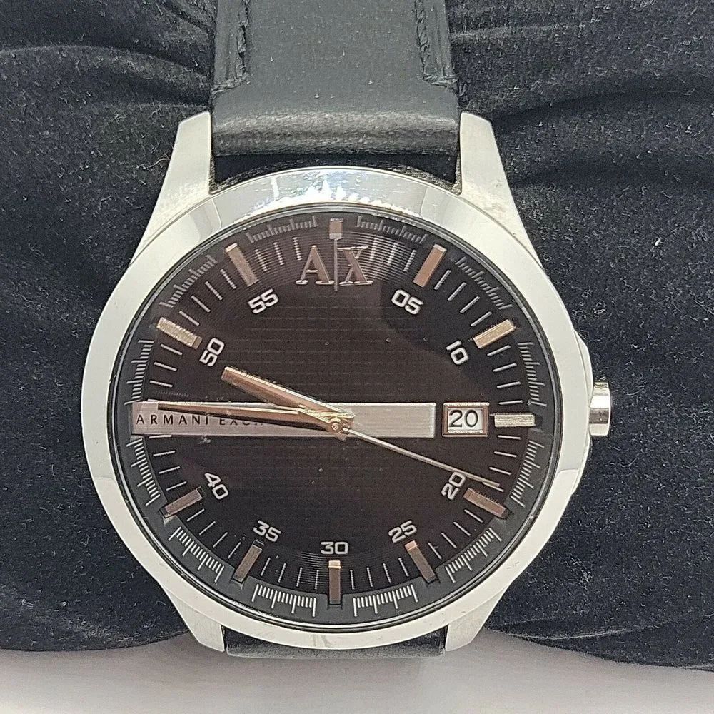 Armani Exchange AX2101 Men's Black Leather Analog Dial Quartz Wrist Watch BC456